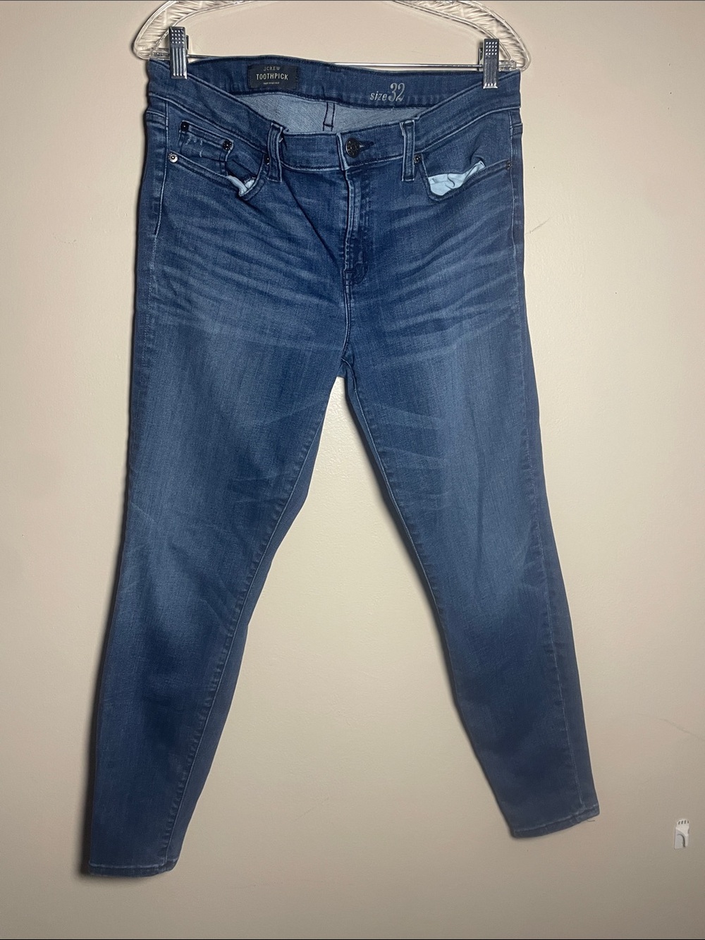 J. Crew Toothpick Jeans in Dark Blue Wash Size 32
